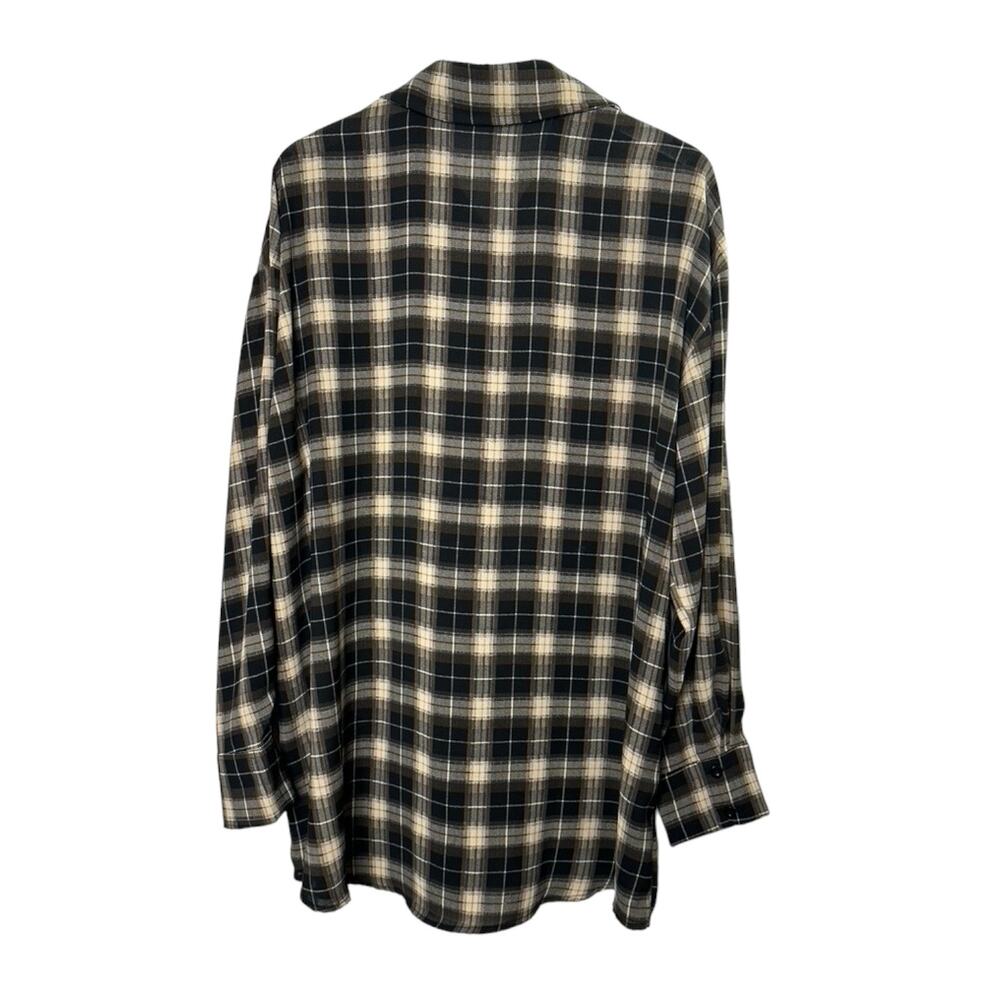 PrettyLittleThing Brown & Tan Plaid Long Sleeve Oversize Button-Up Top Sz 8 - Picture 4 of 5